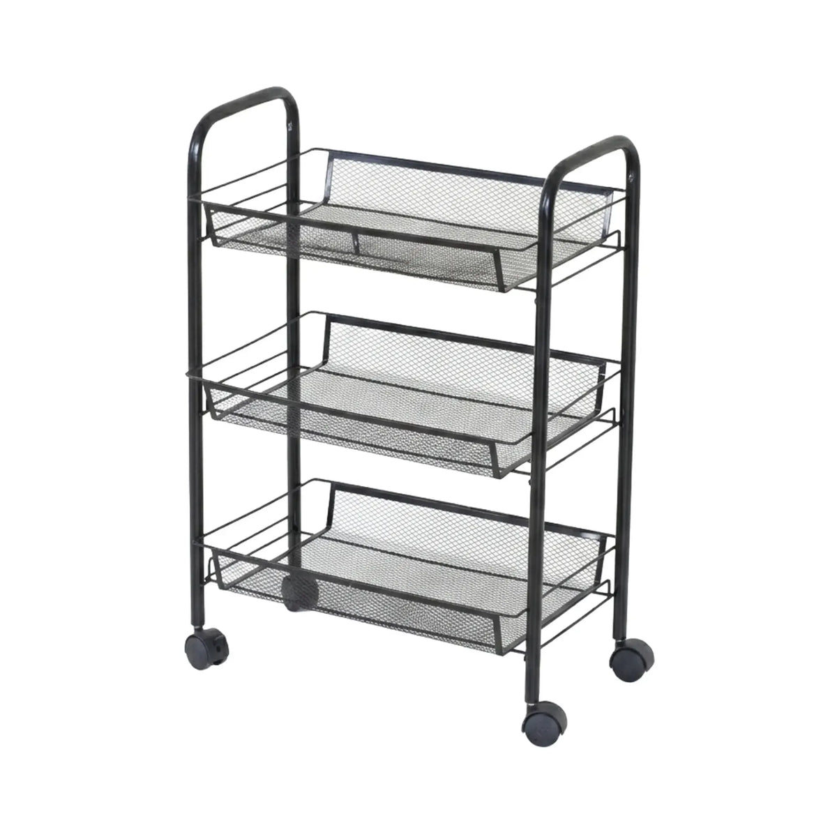 CARLA HOME 3 Tier Rolling Kitchen Trolley Cart - Metal Mesh - Black - Basic - Steel