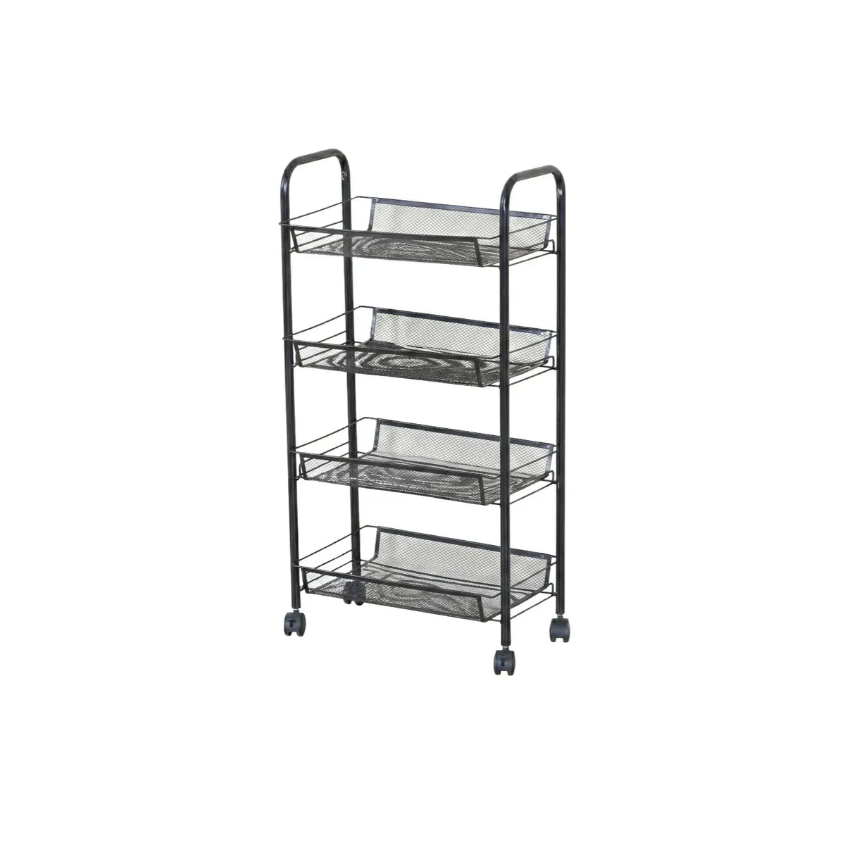 CARLA HOME 4 Tier Rolling Kitchen Trolley Cart - Metal Mesh - Black - Basic - Steel