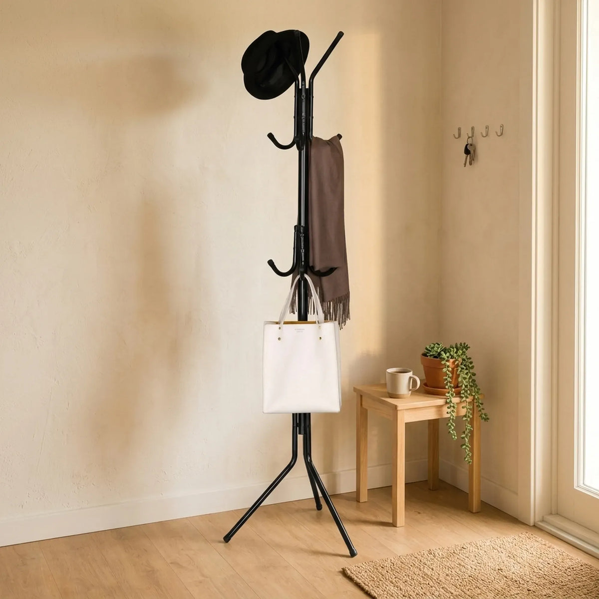 CARLA HOME Metal Coat Rack Stand - 12 Hook Clothes Hanger - Black - Garment Rack