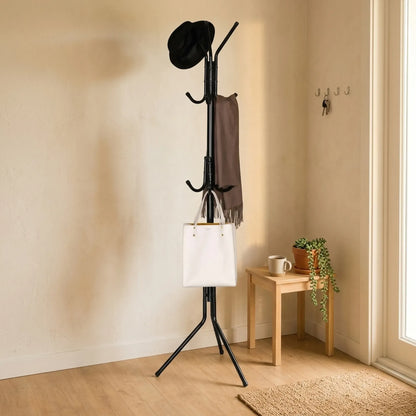 CARLA HOME Metal Coat Rack Stand - 12 Hook Clothes Hanger - Black - Garment Rack