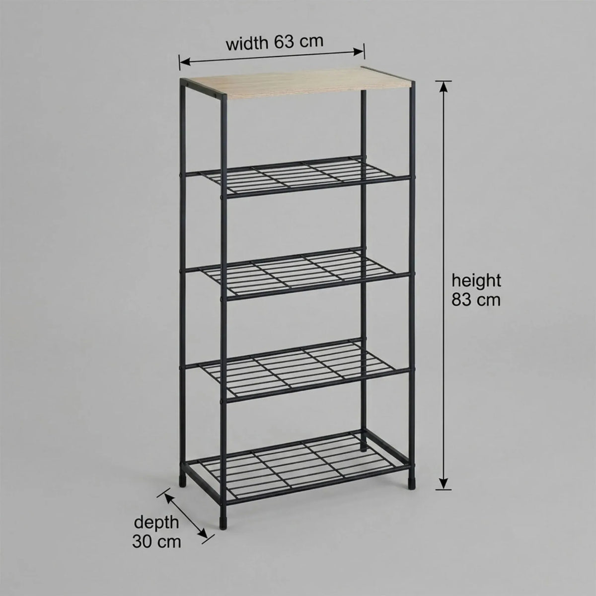 CARLA HOME 5 Tier Shoe Rack - Metal Mesh Organiser - Rustic Brown - Steel - Metal Mesh Shelves