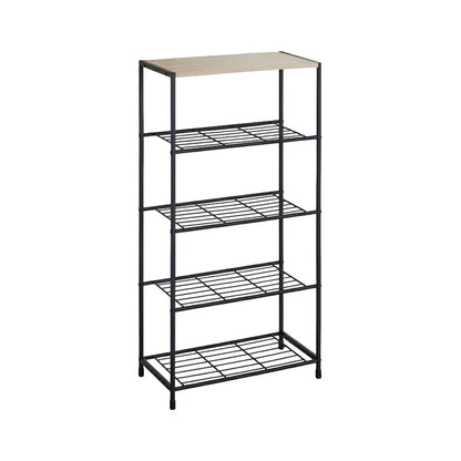 CARLA HOME 5 Tier Shoe Rack - Metal Mesh Organiser - Rustic Brown - Steel - Metal Mesh Shelves