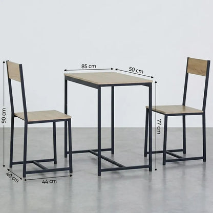 CARLA HOME 3 - Piece Dining Table Set - Square Table 2 Chairs - Brown - Dinning Table