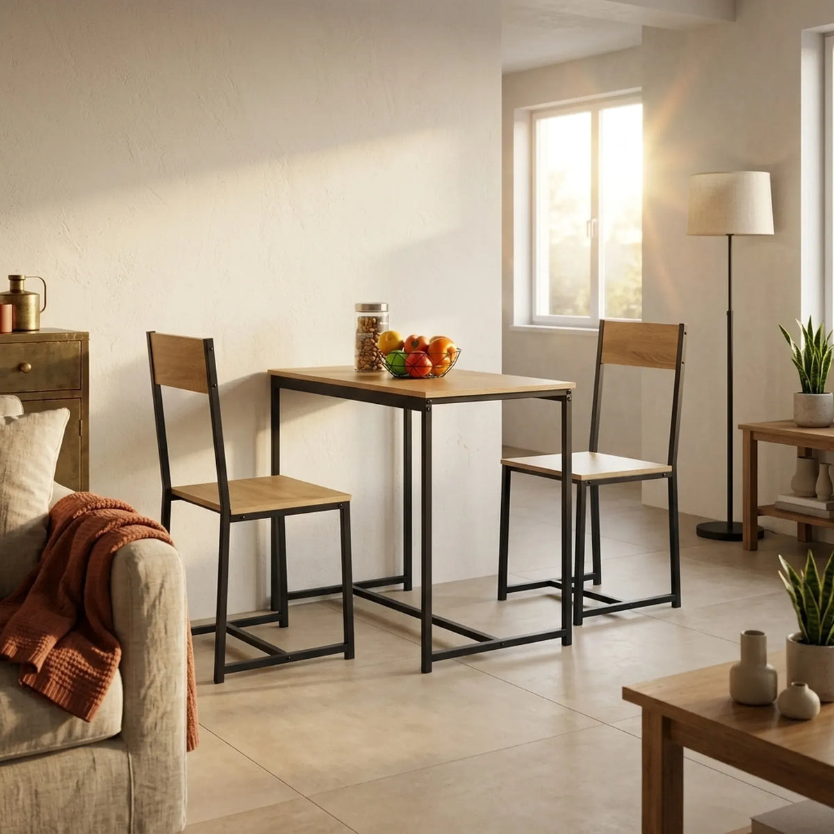 CARLA HOME 3 - Piece Dining Table Set - Square Table 2 Chairs - Brown - Dinning Table