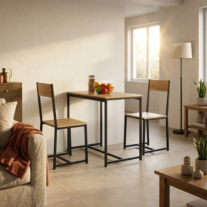 CARLA HOME 3 - Piece Dining Table Set - Square Table 2 Chairs - Brown - Dinning Table