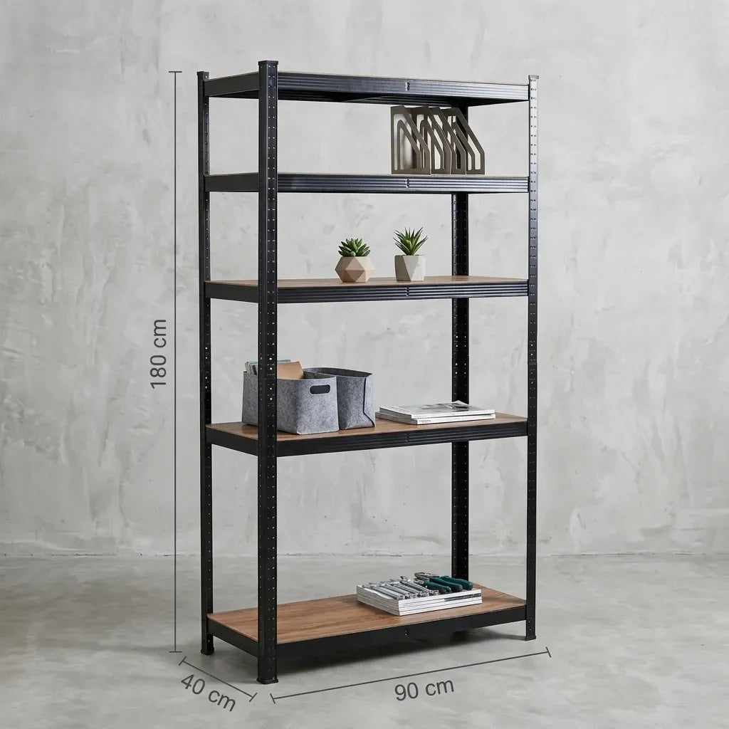 CARLA HOME 5 Tier Steel Shelving Unit - Garage Storage Shelf - Black - Modern