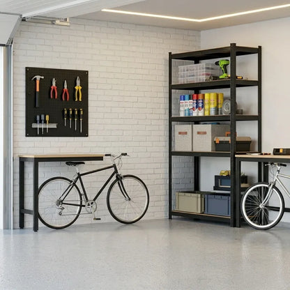 CARLA HOME 5 Tier Steel Shelving Unit - Garage Storage Shelf - Black - Modern