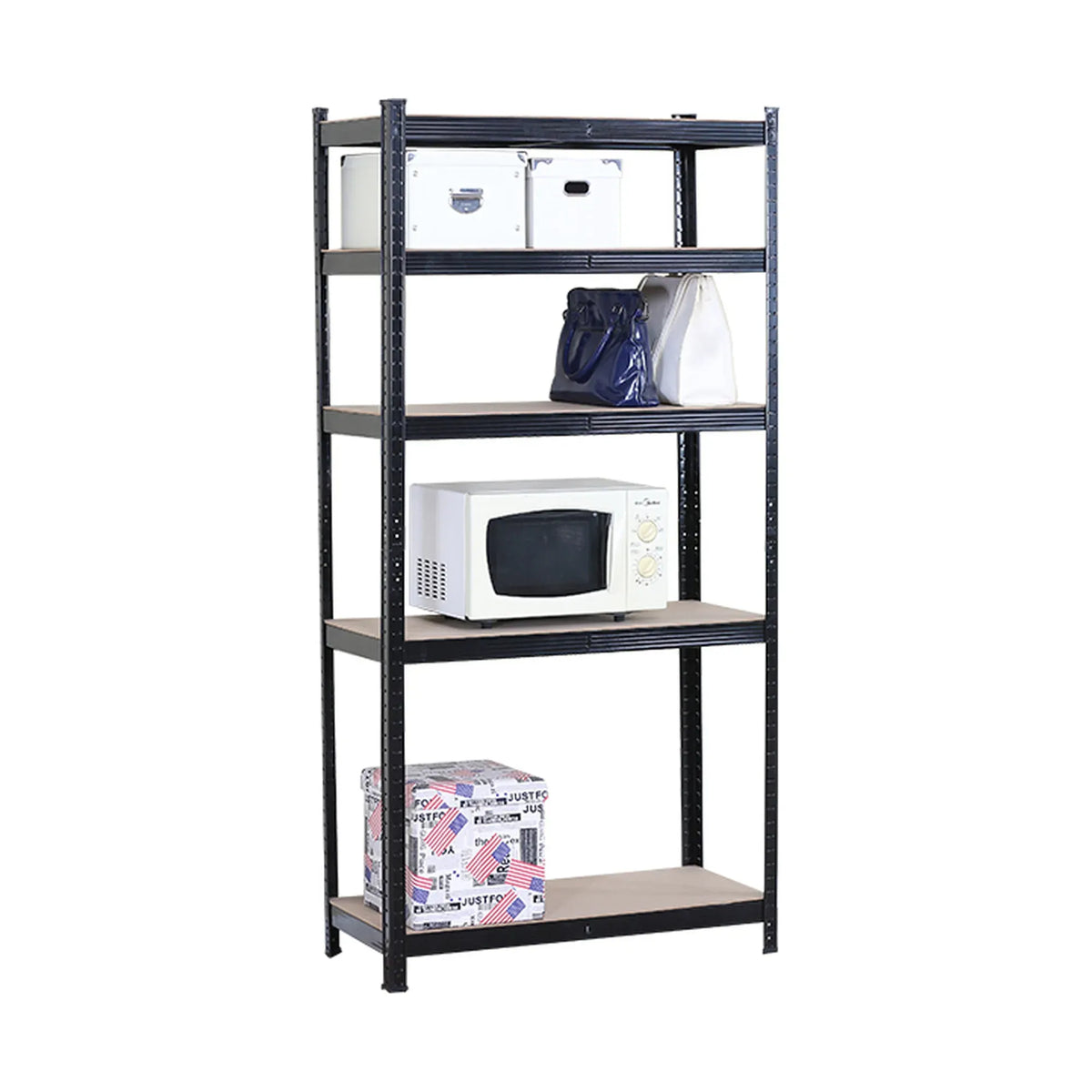 CARLA HOME 5 Tier Steel Shelving Unit - Garage Storage Shelf - Black - Modern