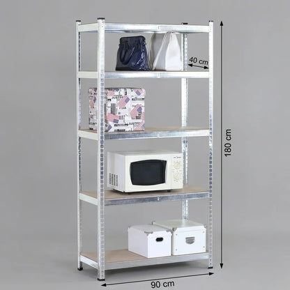 CARLA HOME 5 Tier Steel Shelving Unit - Garage Storage Shelf - Silver Modern