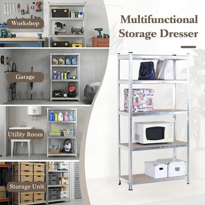 CARLA HOME 5 Tier Steel Shelving Unit - Garage Storage Shelf - Silver Modern