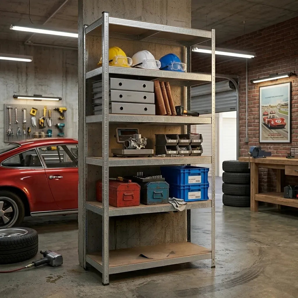 CARLA HOME 5 Tier Steel Shelving Unit - Garage Storage Shelf - Silver Modern