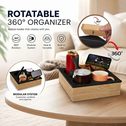 CARLA HOME Couch Cup Holder Tray, Wood Sofa Caddy, Antislip , Living Room
