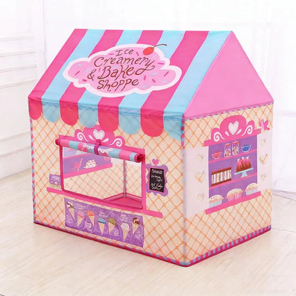 CARLA HOME Kids Ice Cream Bakery Play Tent Pink Pop Up Playhouse - Outdoor Play Equipment Play Tents & Tunnels