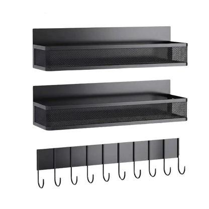 CARLA HOME 3 Pack Magnetic Spice Rack for Fridge Kitchen with Hook Bar