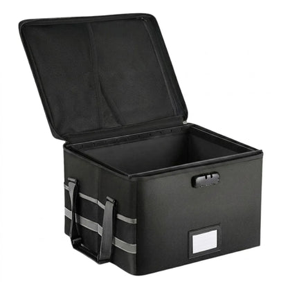 CARLA HOME Fireproof Document Box with Lock - Collapsible Black - Glass Fiber - Reflective Strip Design
