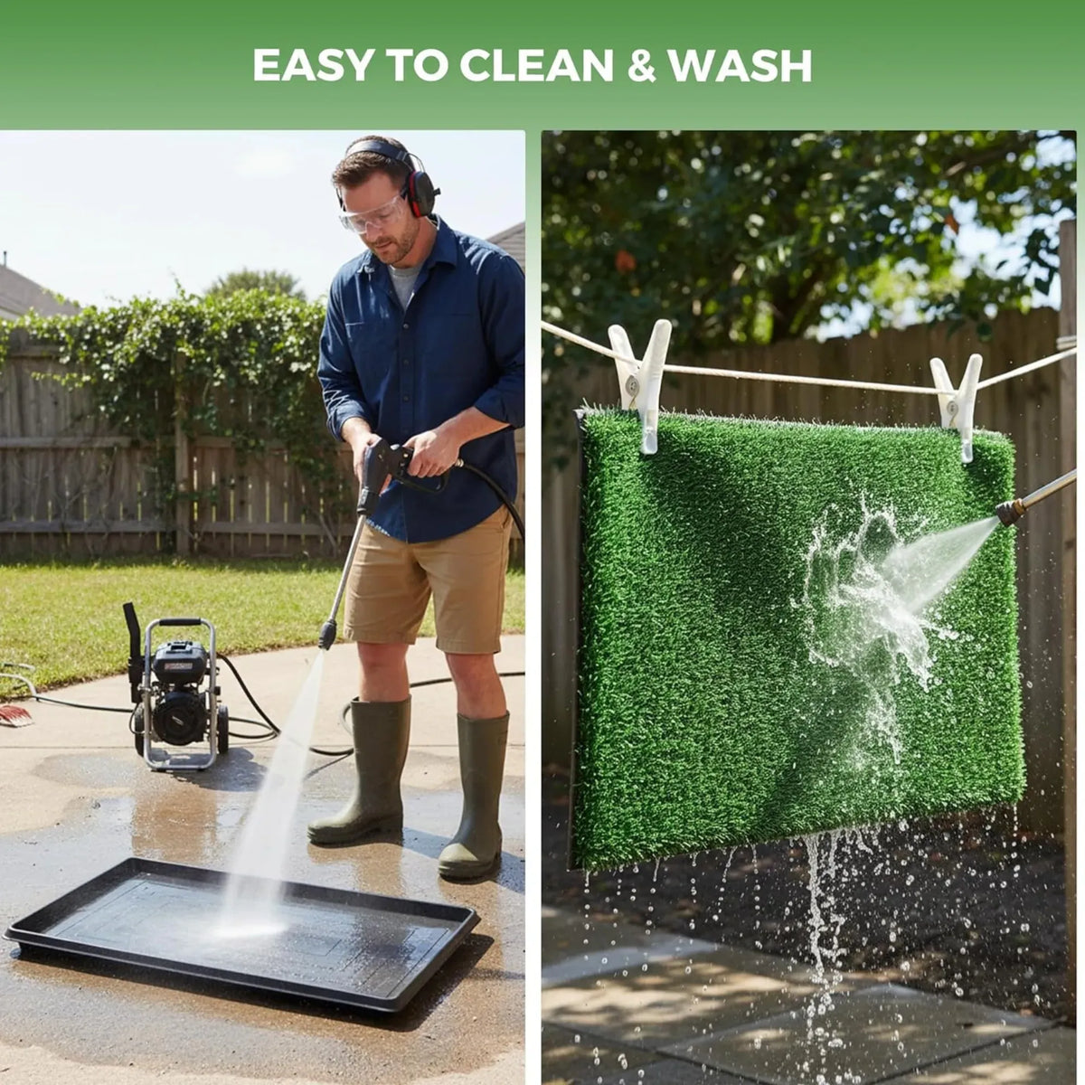 CARLA HOME Dog Grass Pad with Tray - 3-Layer - Outdoor - Puppy Potty Pad Grass