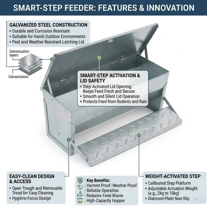CARLA HOME Automatic Chicken Feeder Treadle - Galvanized Steel