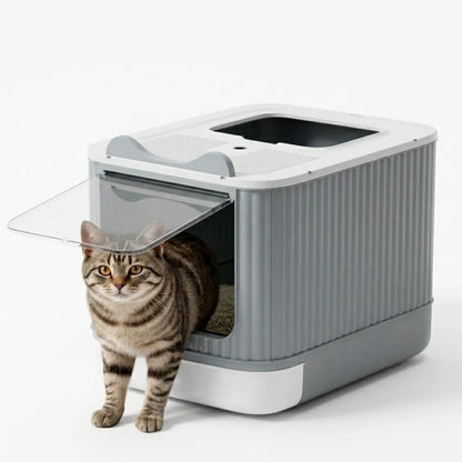 CARLA HOME Enclosed Cat Litter Box - Drawer Tray - Large - Scoop Drawer Design