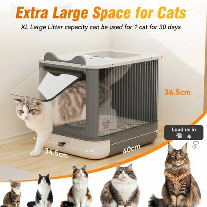 CARLA HOME Enclosed Cat Litter Box - Drawer Tray - Large - Scoop Drawer Design