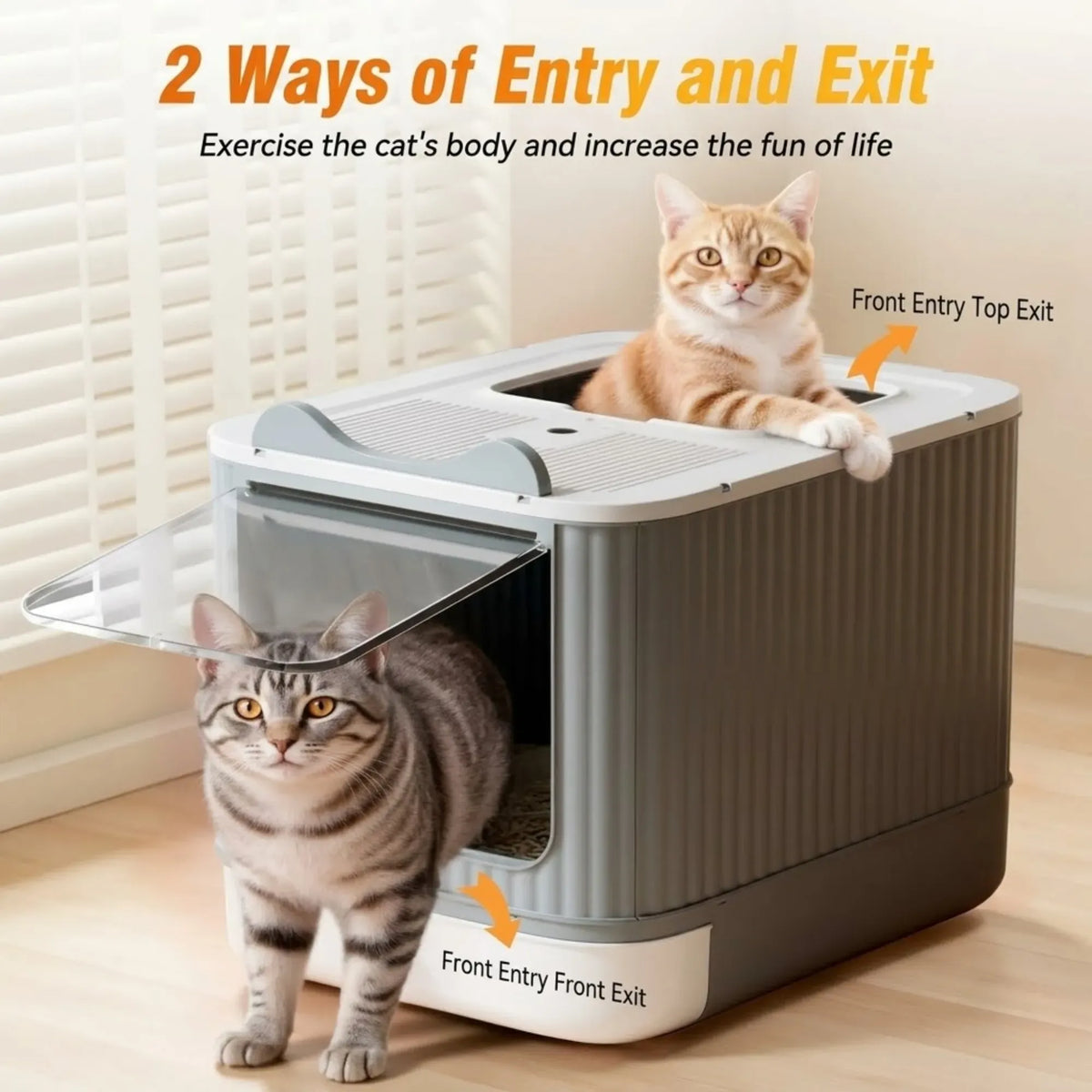 CARLA HOME Enclosed Cat Litter Box - Drawer Tray - Large - Scoop Drawer Design