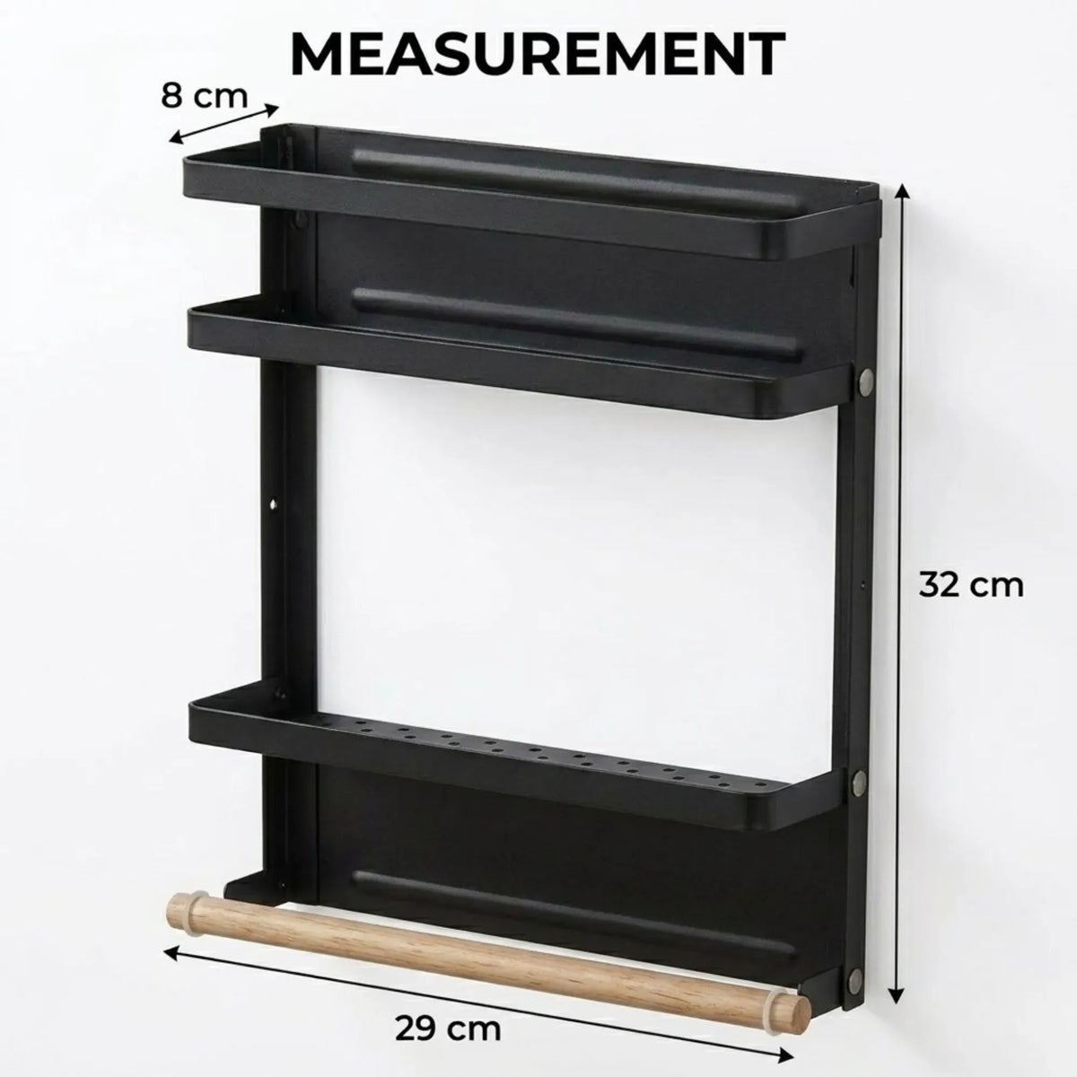 CARLA HOME Magnetic Refrigerator Spice Rack - 2 Tier Fridge Organiser - Black
