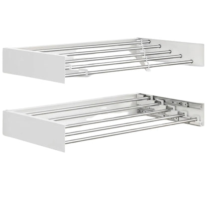 CARLA HOME Wall Mounted Clothes Drying Rack - Foldable - Balcony Folding Clothes - White