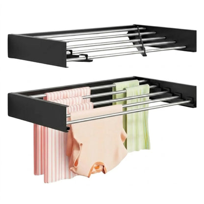 CARLA HOME Wall Mounted Clothes Drying Rack - Foldable - Balcony Folding Clothes - Black
