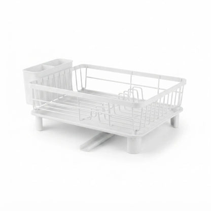 CARLA HOME Dish Drying Rack with Drainboard & Utensil Holder for Kitchen (White)
