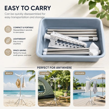 CARLA HOME Folding Clothes Drying Rack, 3 Rotatable Arms, Stainless Steel