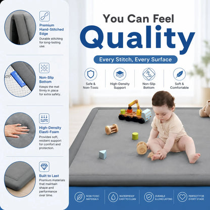 CARLA HOME Baby Play Mat 100x150cm, Thick Foam Crawling Mat, Infants, Grey