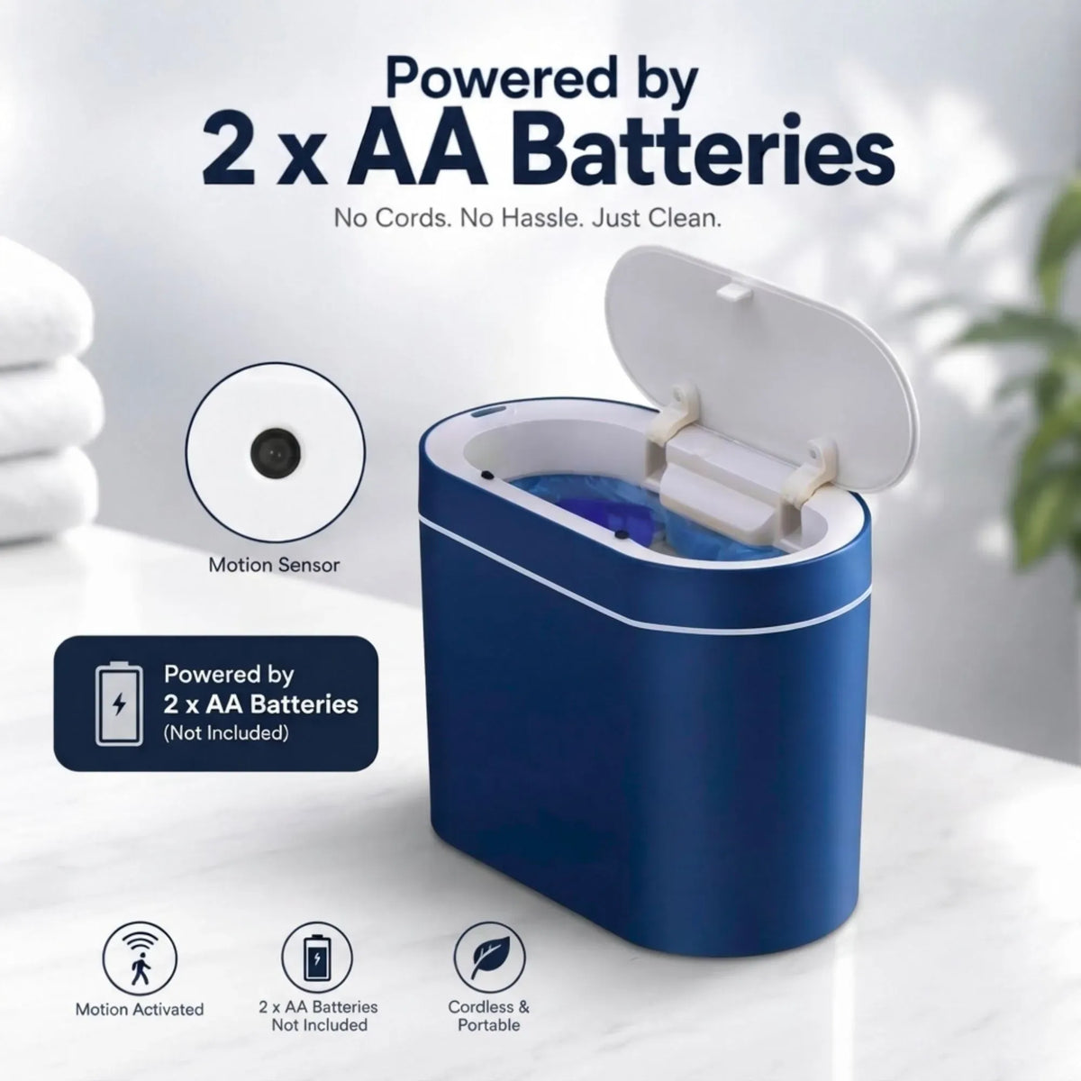 CARLA HOME 7L Automatic Trash Bin with Lid, Motion Sensor Garbage Can Blue