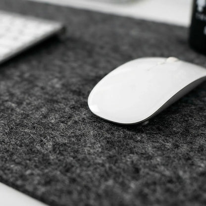 CARLA HOME Felt Desk Mat, Large Mouse Pad 80x40cm, Grey Cotton Linen Fabric