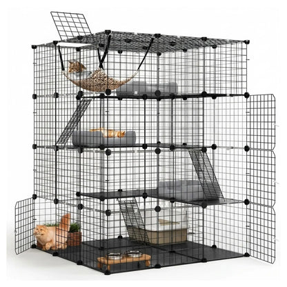 CARLA HOME Large Cat Cage Diy Enclosure, 4 Tier Pet Playpen Cat Kennel