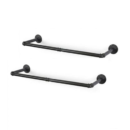 CARLA HOME 2-Pack Wall Mounted Industrial Pipe Clothes Rack - Black - Storage Rack