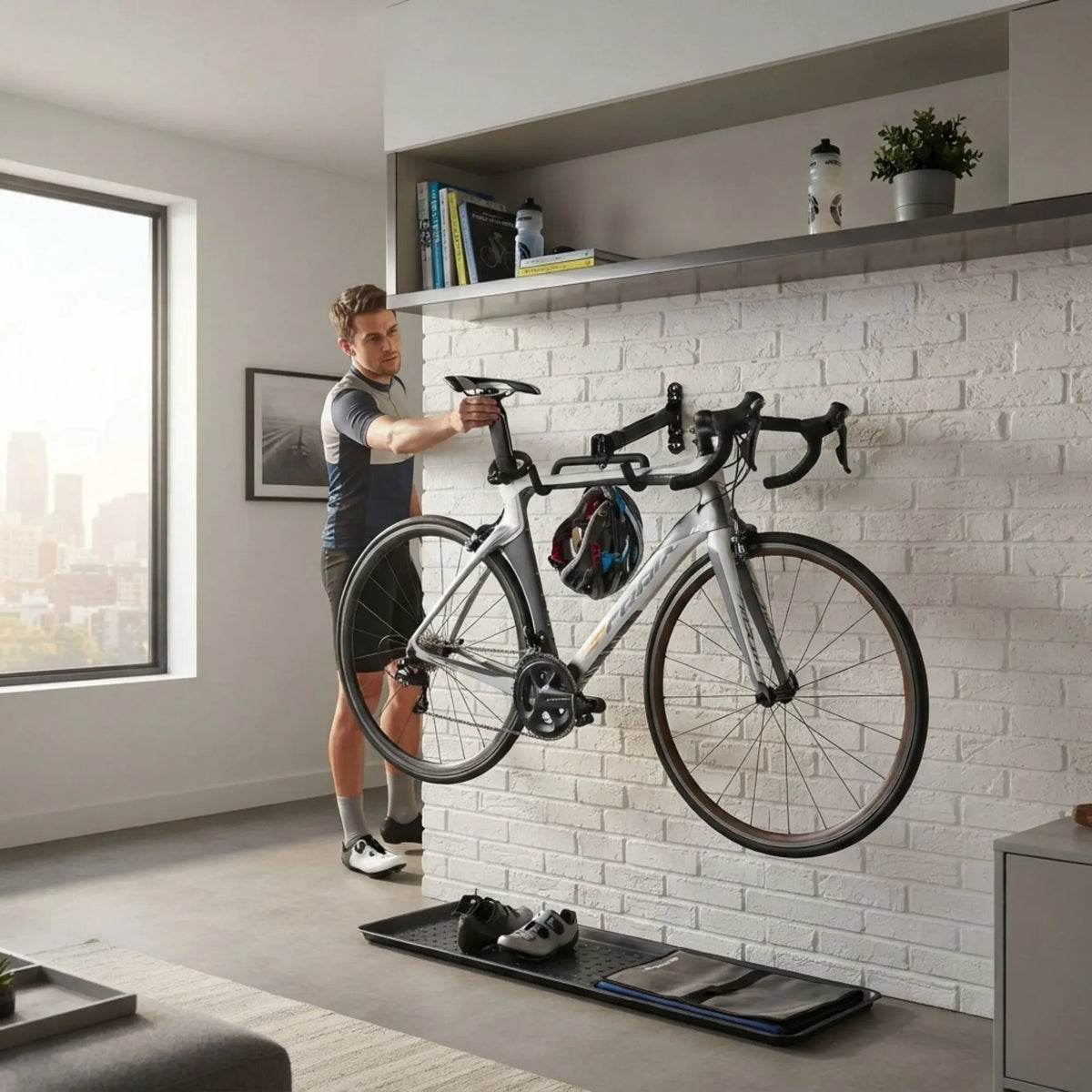 CARLA HOME 2-Pack Bike Wall Mount Rack - Adjustable Hook - Black - Adjustable Fixed Bike
