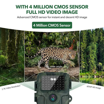 60MP 4K Green Trail Hunting Camera with WIFI Night Vision and IP66 Waterproof