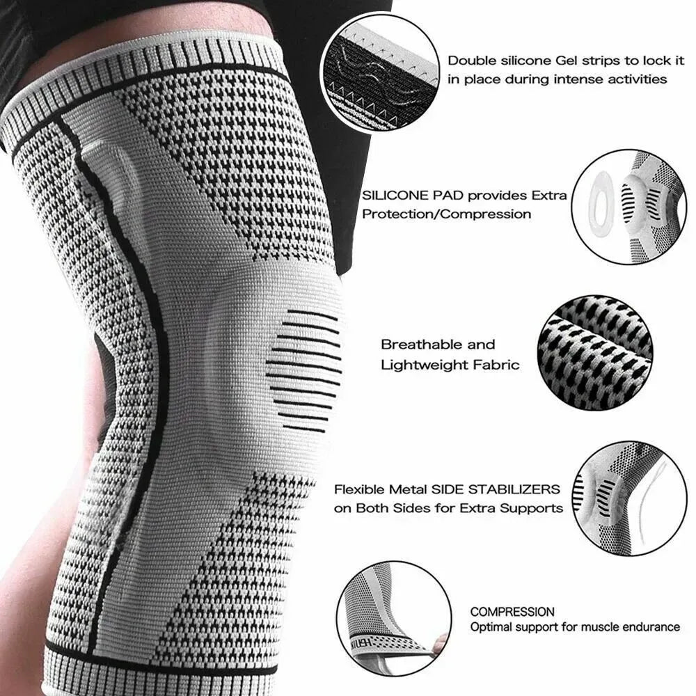 Knee Compression Sleeve in Grey for Sports and Arthritis Support