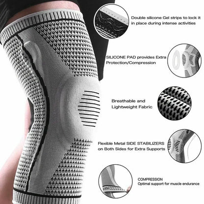 Knee Compression Sleeve in Grey for Sports and Arthritis Support