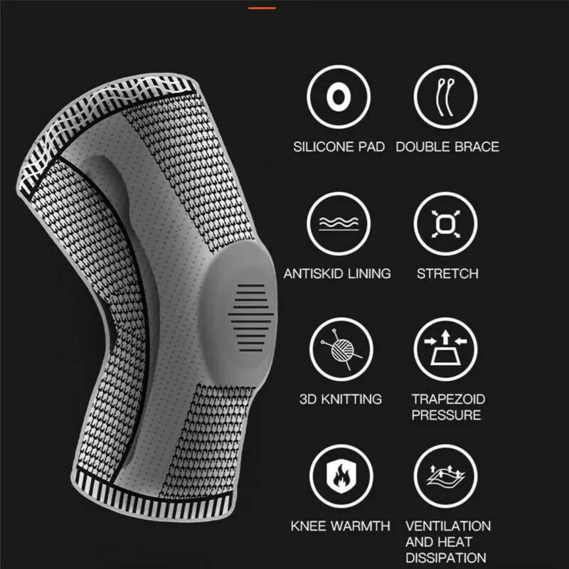 Silicone Knee Compression Sleeve in Gray for Arthritis Support, Size XL