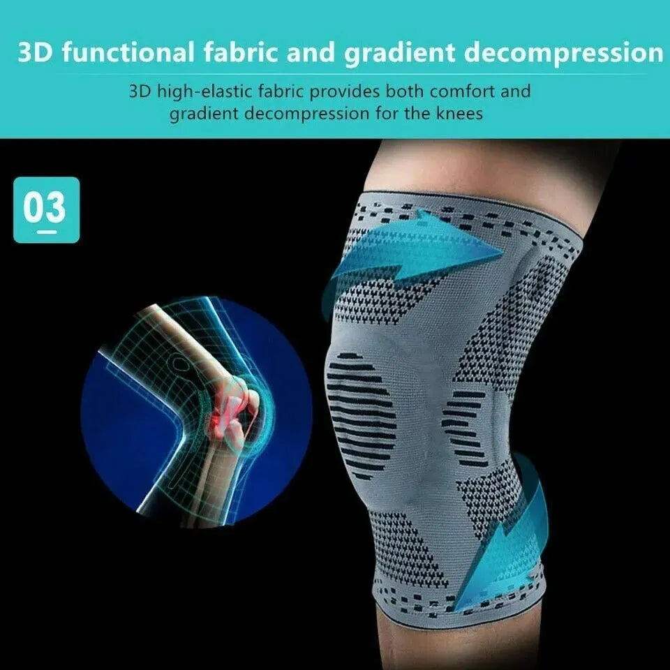 Silicone Knee Compression Sleeve in Gray for Arthritis Support, Size XL