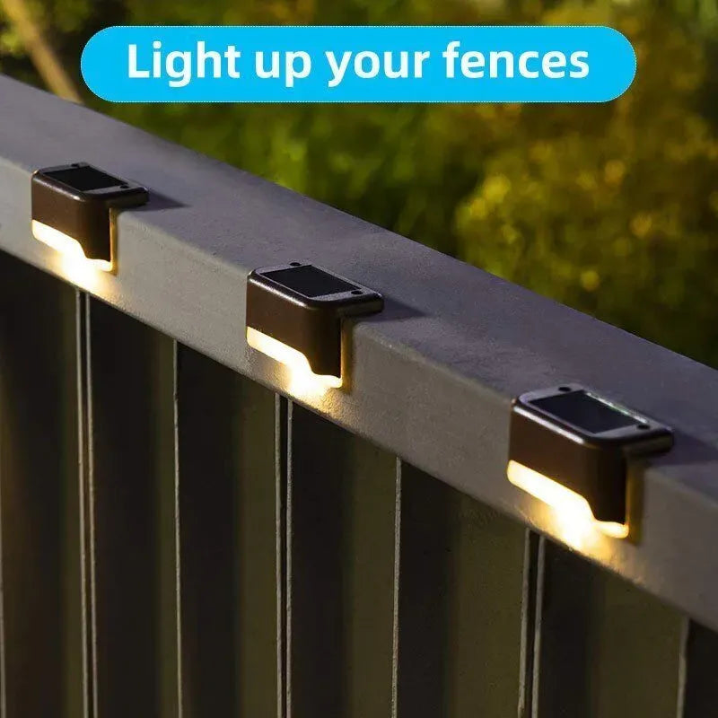 Multicoloured warm Solar LED Deck Lights - Black Outdoor Pathway and Garden Lighting, 4-Pack