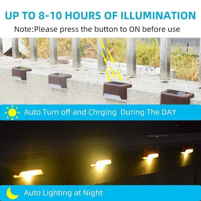 Multicoloured warm Solar LED Deck Lights - Black Outdoor Pathway and Garden Lighting, 4-Pack