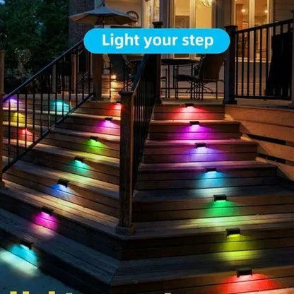Multicoloured warm Outdoor Solar LED Deck Lights - Warm White, Black, 8-Pack for Garden, Patio, Pathway, Stairs