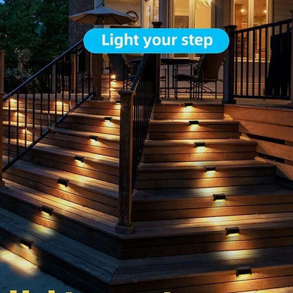 Multicoloured warm Outdoor Solar LED Deck Lights - Warm White, Black, 8-Pack for Garden, Patio, Pathway, Stairs
