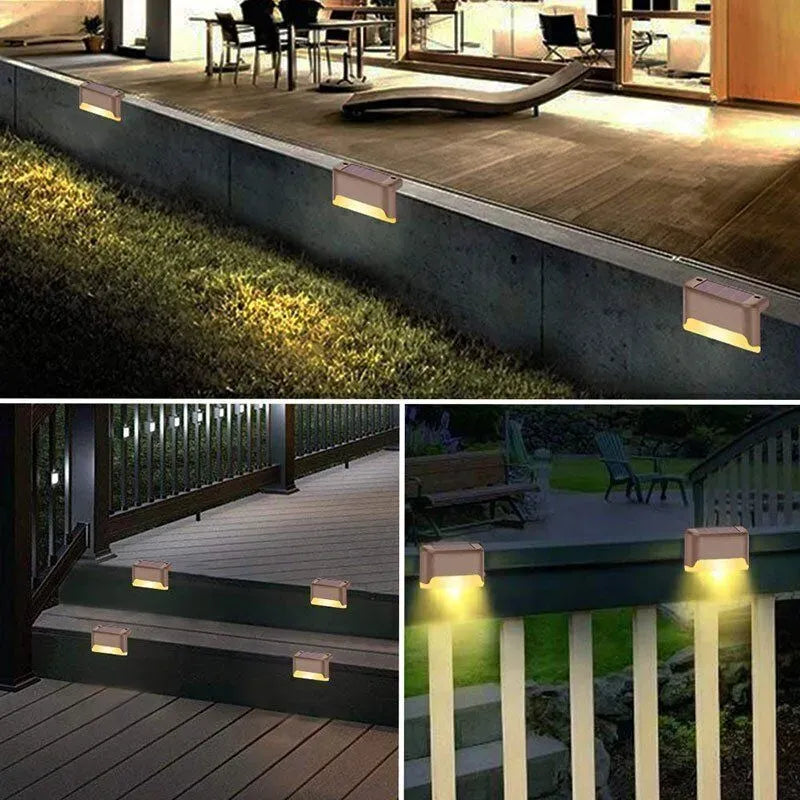 Outdoor Solar LED Deck Lights - 8-Pack Multicoloured Warm White Garden Pathway Lamps