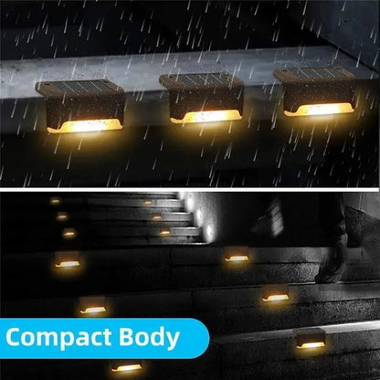 Multicoloured warm Outdoor Solar LED Deck Lights - Black, 12-Pack, IP65 Waterproof, Warm White for Garden, Patio, Pathway, Stairs