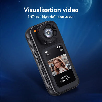 2.7K HD Mini Action Camera, Portable Thumb Camera with 180° Rotating Lens, Black