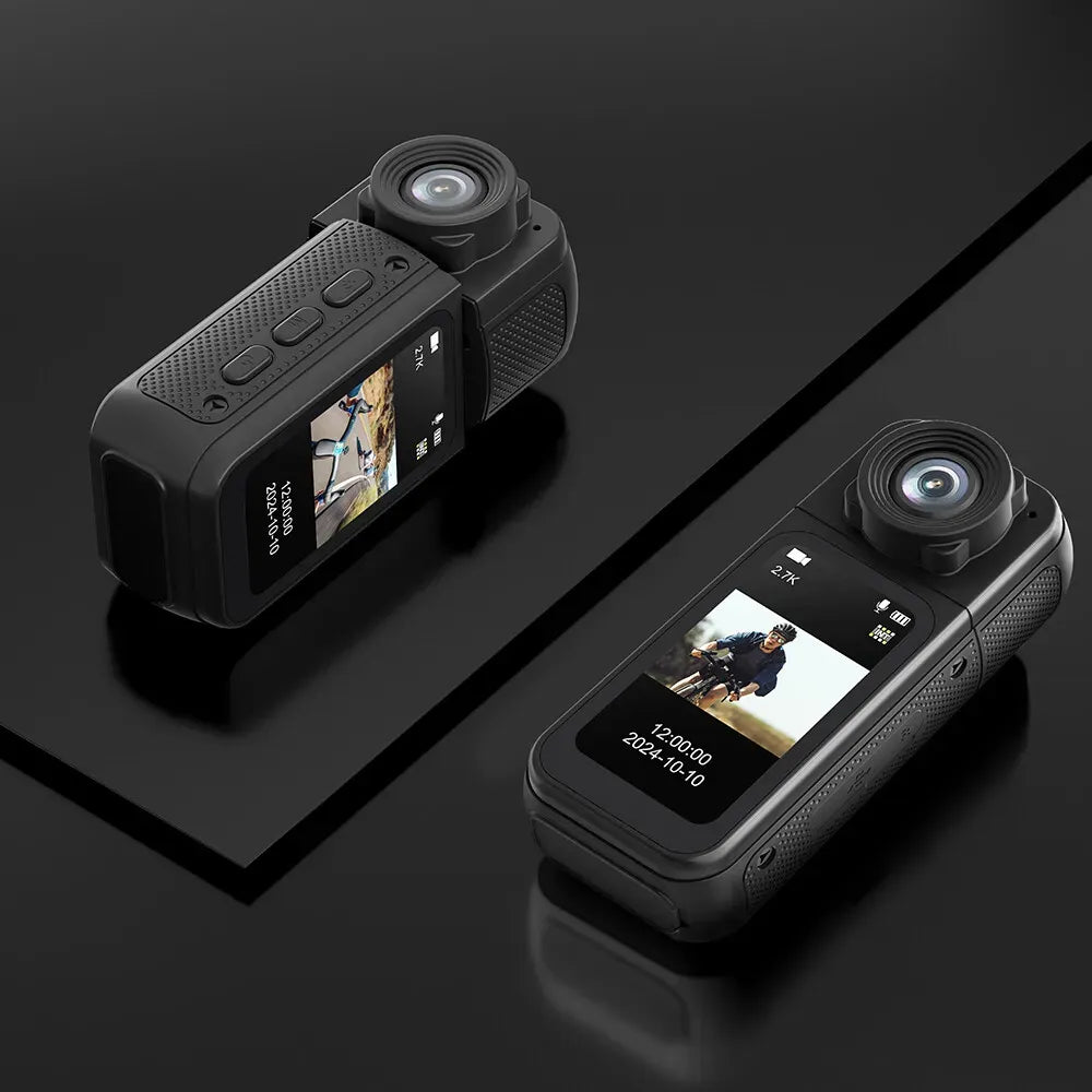 2.7K HD Mini Action Camera with 180° Rotating Lens, Portable Design, 64GB TF Card Included