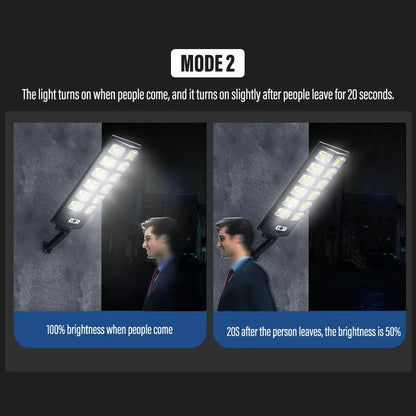 80000LM 3500W Black Solar Street LED Light with Radar Sensor and Remote Control for Outdoor Use - 3500W/720LED