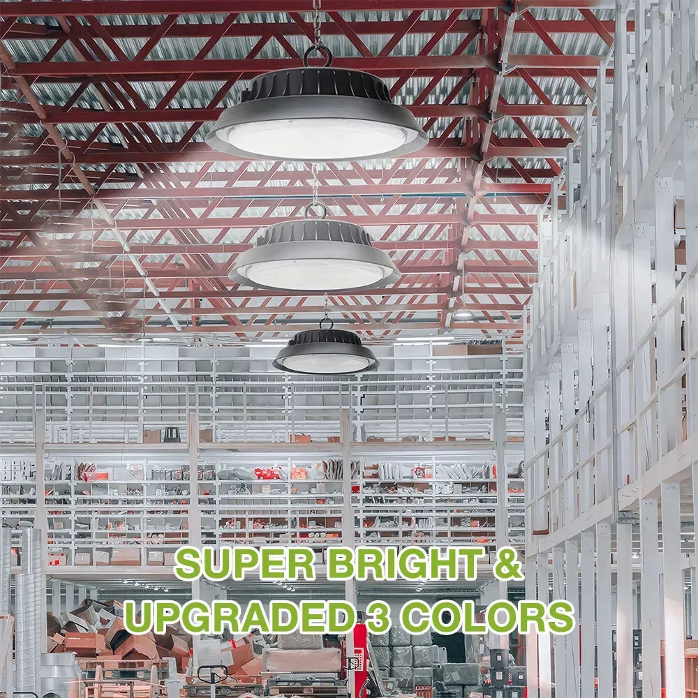 Solar Power Outdoor UFO LED High Bay Light 300W Black for Shed Garage Shop